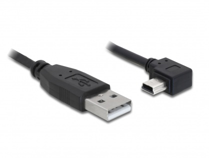 Cablu USB 2.0 la mini USB-B unghi 90 grade T-T 3m, Delock 82683