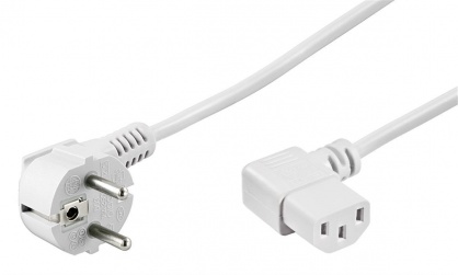 Cablu alimentare PC IEC C13 unghi 90 grade 3m Alb, Goobay 95430
