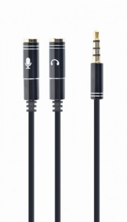 Cablu stereo jack 3.5mm 4 pini la 2 x jack 3.5mm casca + microfon T-M 0.2m, Gembird CCA-417M 