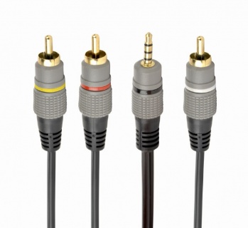 Cablu jack 3.5mm la 3 x RCA T-T 1.5m, Gembird CCAP-4P3R-1.5M