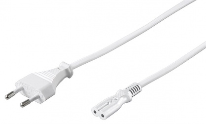 Cablu alimentare Euro la IEC C7 (casetofon) 2 pini 3m Alb, KPSPM3W