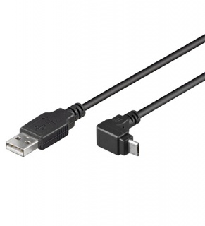 Cablu USB 2.0 la micro USB-B unghi jos/sus T-T 3m negru, KU2M3F-90