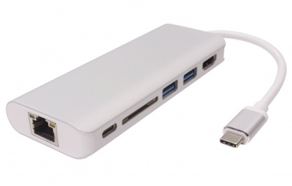 Docking USB 3.1 tip C la HDMI + LAN Gigabit + 2 x USB3.0 + SD card + alimentare PD, KU31DOCK05
