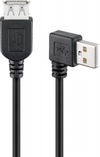 Cablu prelungitor USB 2.0 T-M unghi 90 grade Negru 0.15m, Goobay G95701