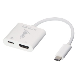 Adaptor USB 3.1 tip C la HDMI + alimentare 15cm, Lindy L43196