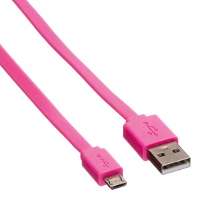 Cablu micro USB la USB 2.0 T-T 1m Flat Roz, Roline 11.02.8762