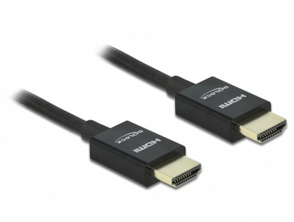 Cablu HDMI coaxial 48 Gbps 8K@60Hz HDR + eARC T-T 0.5m Negru, Delock 85383