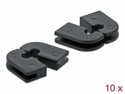 Set 10 buc protectie pentru 2 cabluri dreptunghiular - diametru 2.3mm Negru, Delock 60260