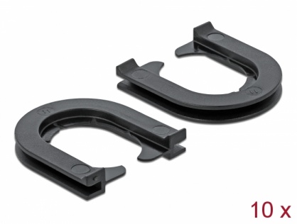 Set 10 buc protectie cabluri forma U - diametru 12.5mm Negru, Delock 60266