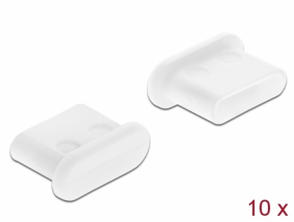 Protectie impotriva prafului pentru conector USB-C mama Alb set 10 buc, Delock 64095