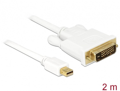 Cablu mini DisplayPort 1.1 la DVI-D 24+1 pini T-T Alb 2m, Delock 82918