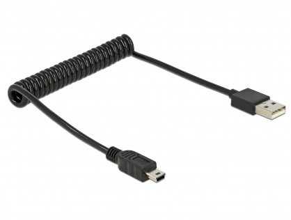 Cablu USB 2.0 A la mini USB B T-T spiralat, Delock 83164