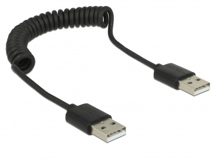 Cablu USB 2.0 T-T spiralat 20-60cm, Delock 83239