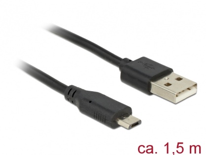 Cablu USB la micro USB-B 1.5m cu LED, Delock 83272
