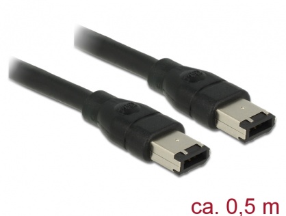 Cablu firewire 6 pini la 6 pini 0.5m, Delock 83273
