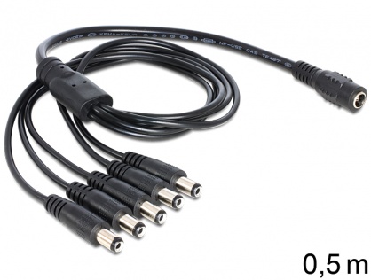 Cablu DC Splitter 5.5 mm x 2.1 mm 1 x mama > 5 x tata, Delock 83288