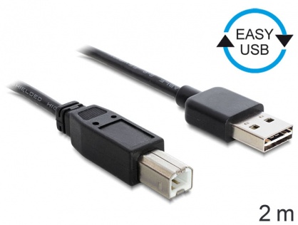 Cablu EASY-USB 2.0-A la USB 2.0-B T-T 2 m, Delock 83359