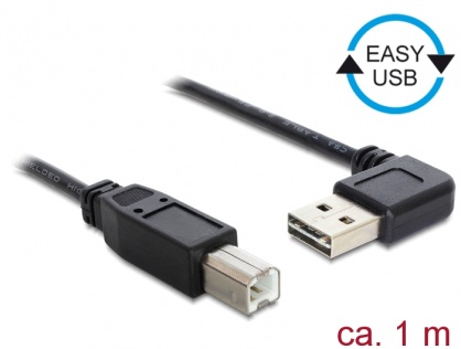 Cablu EASY-USB 2.0 tip A la USB-B T-T unghi 1m, Delock 83374