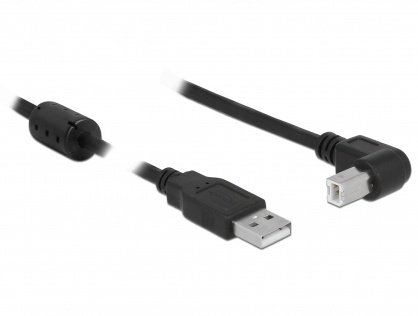 Cablu USB 2.0-A la USB 2.0-B unghi 90°  T-T 5m Negru, Delock 83530