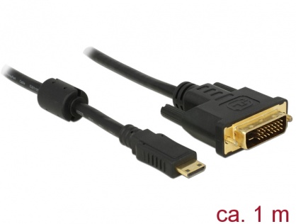 Cablu Mini-C HDMI la DVI T-T 1m Negru, Delock 83582