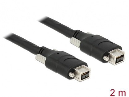 Cablu Firewire 9 pini la 9 pini cu suruburi 2m negru, Delock 83592