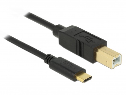Cablu USB 2.0 tip C (host) la USB-B (device) 1m T-T Negru, Delock 83601