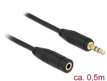 Cablu prelungitor audio jack 3.5mm 0.5m Negru, Delock 83762