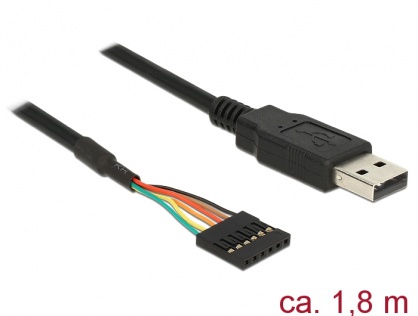 Cablu USB la TTL 6 pini pin header female 1.8 m (5V), Delock 83784