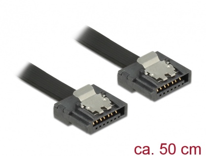 Cablu SATA III FLEXI 6 Gb/s 50 cm black metal, Delock 83841