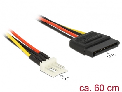 Cablu de alimentare SATA 15 pini la Floppy 4 pini 60cm M-T, Delock 83879