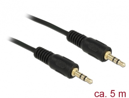 Cablu audio stereo Jack 3.5mm T-T 5m Negru, Delock 84438