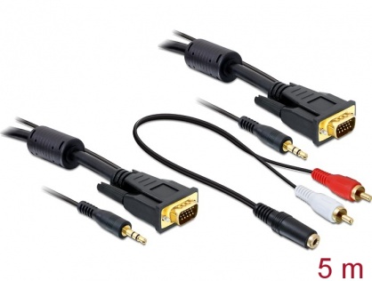 Cablu VGA cu audio inclus 5m, Delock 84454