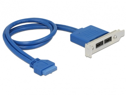 Bracket USB 3.1 pin header 19 pini mama la 2 x USB-C Low Profile, Delock 84929