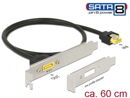 Slot bracket SATA 6 Gb/s la SATA de alimentare 8 pini 60cm, Delock 84950