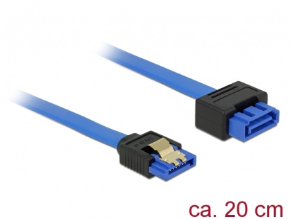 Cablu prelungitor SATA III 6 Gb/s T-M bleu latchtype 20cm, Delock 84971