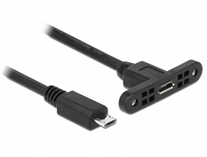 Cablu prelungitor micro USB-B USB 2.0 panel-mount la micro-B USB 2.0 M-T 1m, Delock 85246