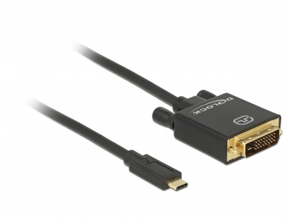 Cablu USB-C la DVI 24+1 male (DP Alt Mode) 4K 30 Hz 2m Negru, Delock 85321