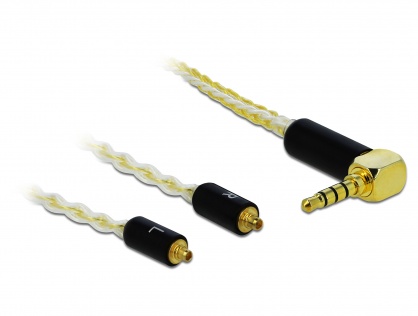 Cablu audio jack stereo 3.5mm 4 pini unghi 90 grade la 2 x MMCX T-T 1.25m, Delock 85847