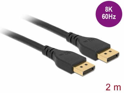 Cablu Displayport 8K@60Hz / 4K@240Hz (DP 8K certificat) T-T 2m Negru, Delock 85910
