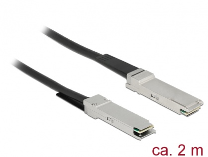 Cablu Twinax QSFP28 T-T 2m Negru, Delock 86430