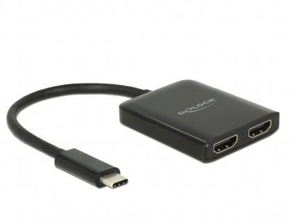 Multiplicator USB-C (DP Alt Mode) la 2 x HDMI  4K 30Hz negru, Delock 87719