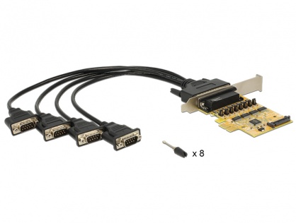 PCI Express cu 4 x Serial RS232 cu voltage supply, Delock 89447