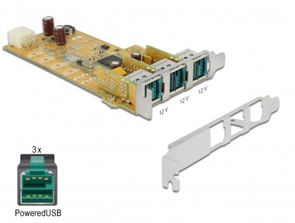PCI Express PoweredUSB la 3 x USB 12V, Delock 89656