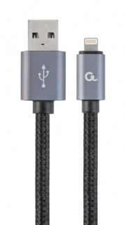 Cablu USB la Lightning brodat 1.8m Negru, Gembird CCB-mUSB2B-AMLM-6