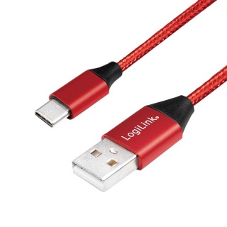 Cablu USB 2.0 la USB-C T-T 1m Rosu, Logilink CU0148