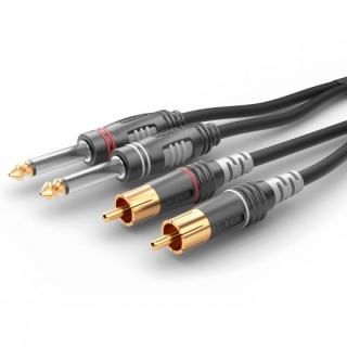 Cablu audio 2 x RCA la 2 x jack mono 6.35mm T-T 3m, HBA-62C2-0300