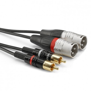 Cablu audio 2 x XLR 3 pini la 2 x RCA T-T 1.5m, HBP-M2C2-0150