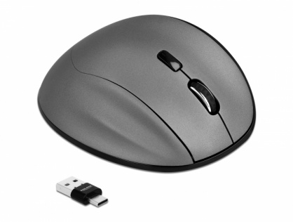 Mouse ergonomic optic Bluetooth/USB-A/USB-C, Delock 12016