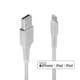 Cablu date si incarcare USB la Lightning MFI 1m Alb, Lindy L31326