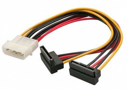 Cablu de alimentare Molex la 2 x SATA unghi T-M 0.15m, Lindy L33616